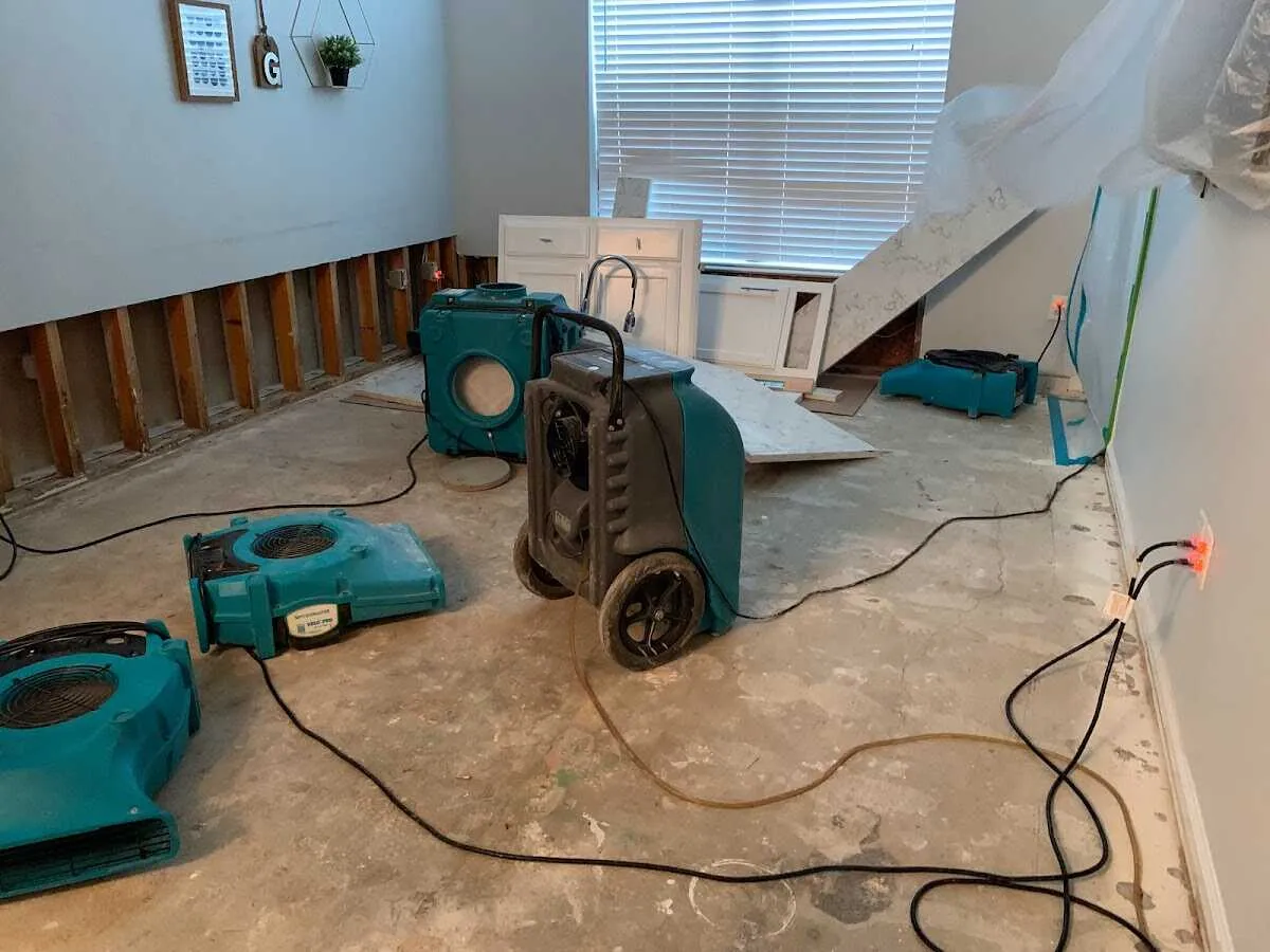 Dehumidifier in flood-cut room for Water Extraction & Removal in Geneseo